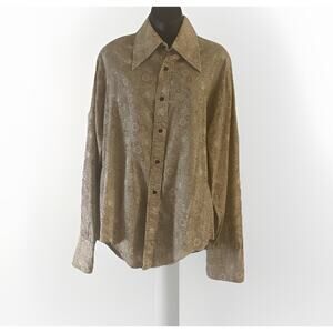 Chess King Shirt Men LG Flower Power Disco Hippy Geometric Beatnik 70s Mushroom